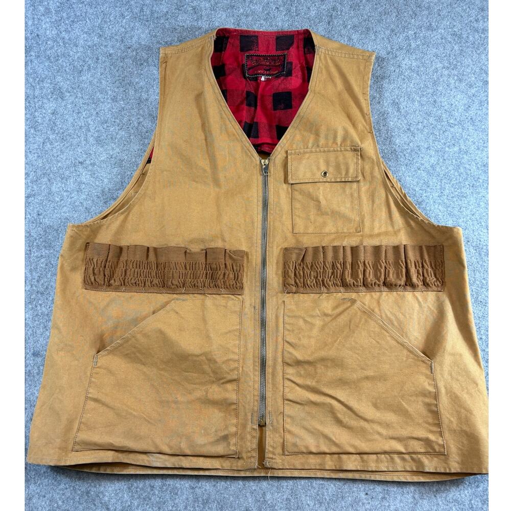 Vintage 50s Cumberland Jacket Vest Mens XL Brown Hunting Duck Canvas Shooting